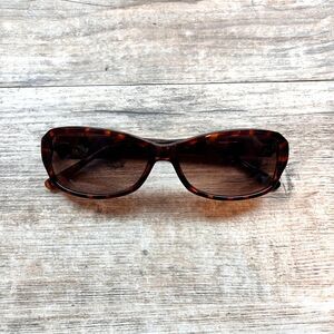 Daisy Fuentes Y2K Tortoise Sunglasses Rhinestone Narrow Shades 2000s Glam Brown